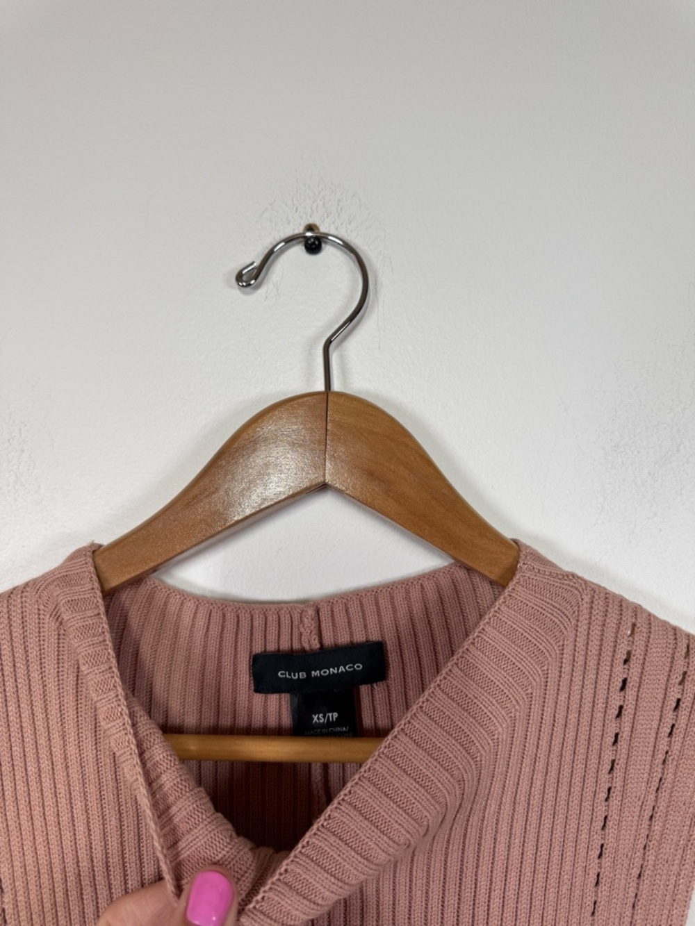 Club Monaco Rose Sleeveless Ribbed Pointelle Dress - Picture 3 of 7